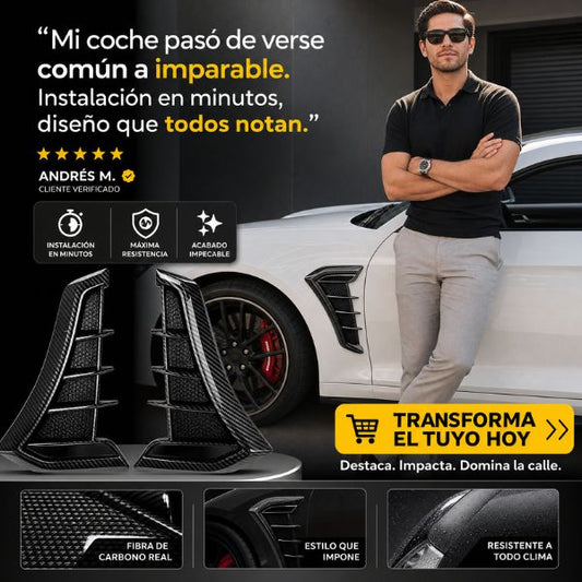 🏎️ ¡50% DE DESCUENTO HOY! 🔥 Piezas Adhesivas para  rejillas de ventilación laterales del guardabarros del coche: diseño deportivo y protección contra arañazos. ✨